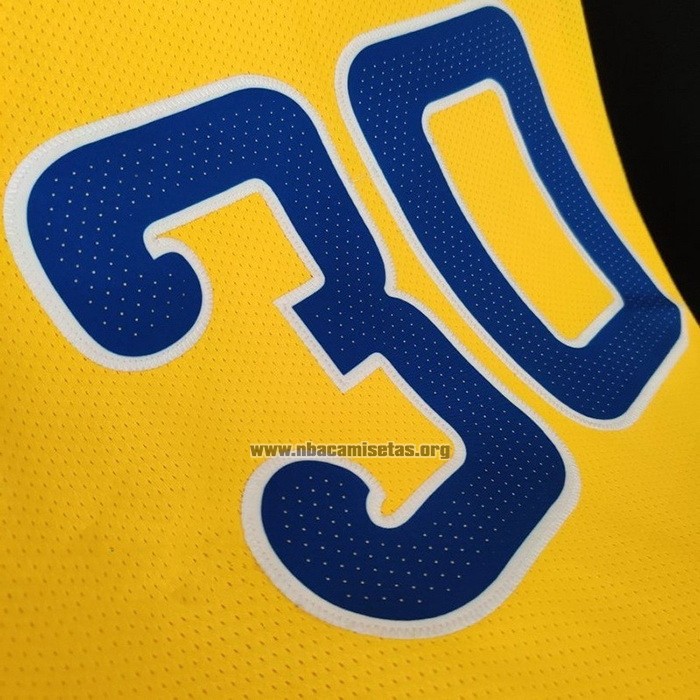 Camiseta Golden State Warriors Stephen Curry NO 30 Hardwood Classic Autentico Amarillo